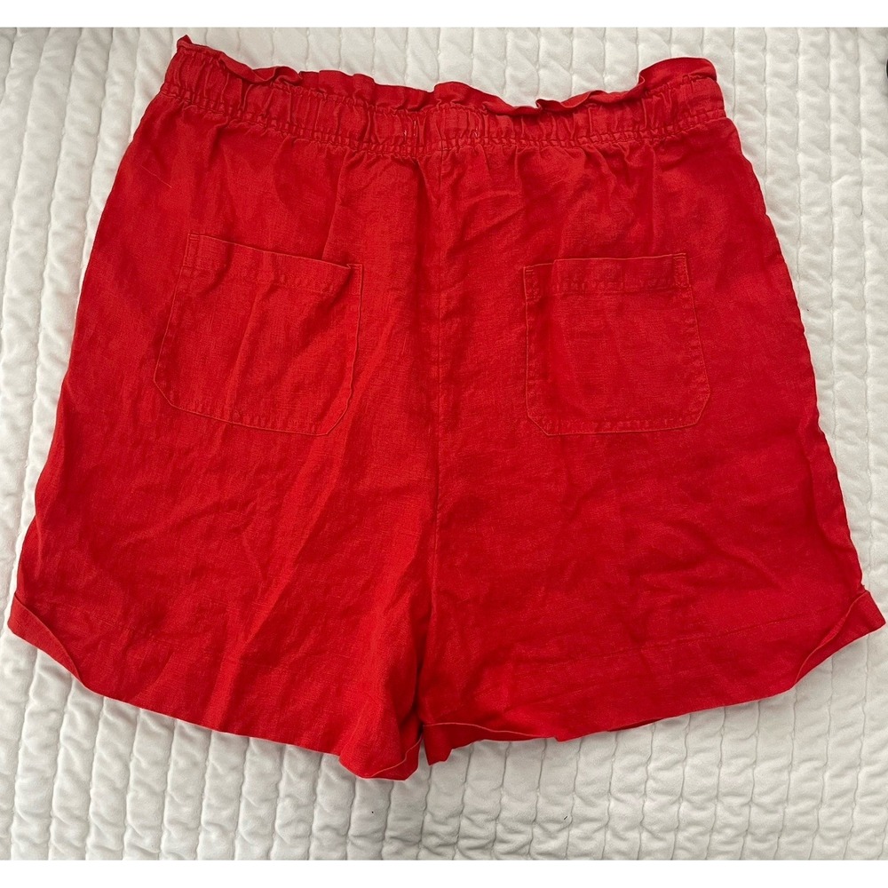 C and C California Womens 100% Linen Shorts XL Red Drawstring Casual - Picture 2 of 7